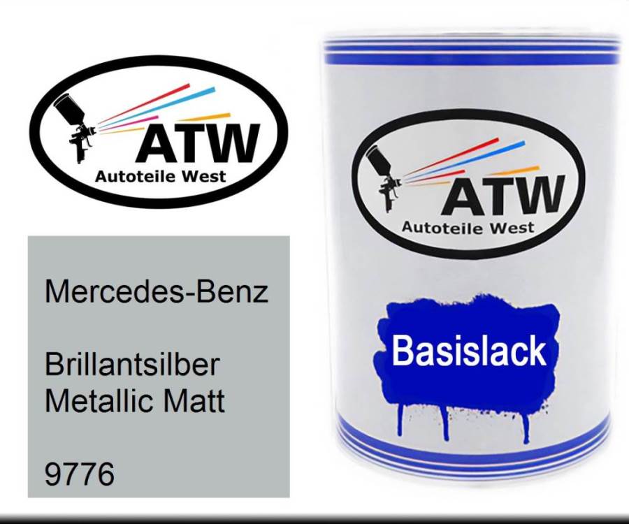 Mercedes-Benz, Brillantsilber Metallic Matt, 9776: 500ml Lackdose, von ATW Autoteile West.